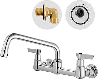 Airuida Wall Mount Utility Kitchen Sink Faucet 2 Handle Wall Mounted Lau...