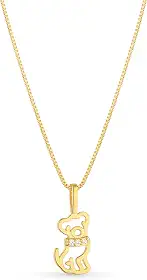 Colar Cordão Feminino Mãe de Pet Pingente Cachorro com Pedras de Zircônias Banhado Ouro 18k - Presente para Mães de Pet, Elegante e Sofisticado