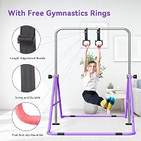 FBSPORT Állítható Magasságú Gyermek Tornagerenda - Összecsukható Lila Tornaállvány Beltéri és Kültéri Edzéshez, Otthoni Tornagyakorláshoz - Purple 3