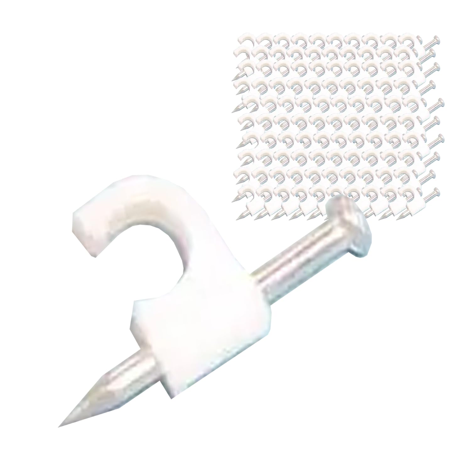 rhinocables Round Cable Clips 100 Pack Cable Management Clamps Wall Tidy Clips 4mm, 5mm, 6mm, 7mm