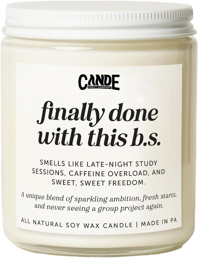 CE CRAFT Scented Soy Candle for Graduation Gift- Burn 35+ Hours - Inspirational Fragrance - for Nightstands/Bathrooms/Dressers - Celebrate Achievements - 8 oz. - Finally Done with This B.S