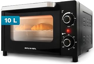 Grunkel Horno electrico de sobremesa tostador de 10 litros HR-10MINI con 3 funciones de calor y selector de temperatura hasta 230ºC. Temporizador hasta 60 min - 800W (Mini)