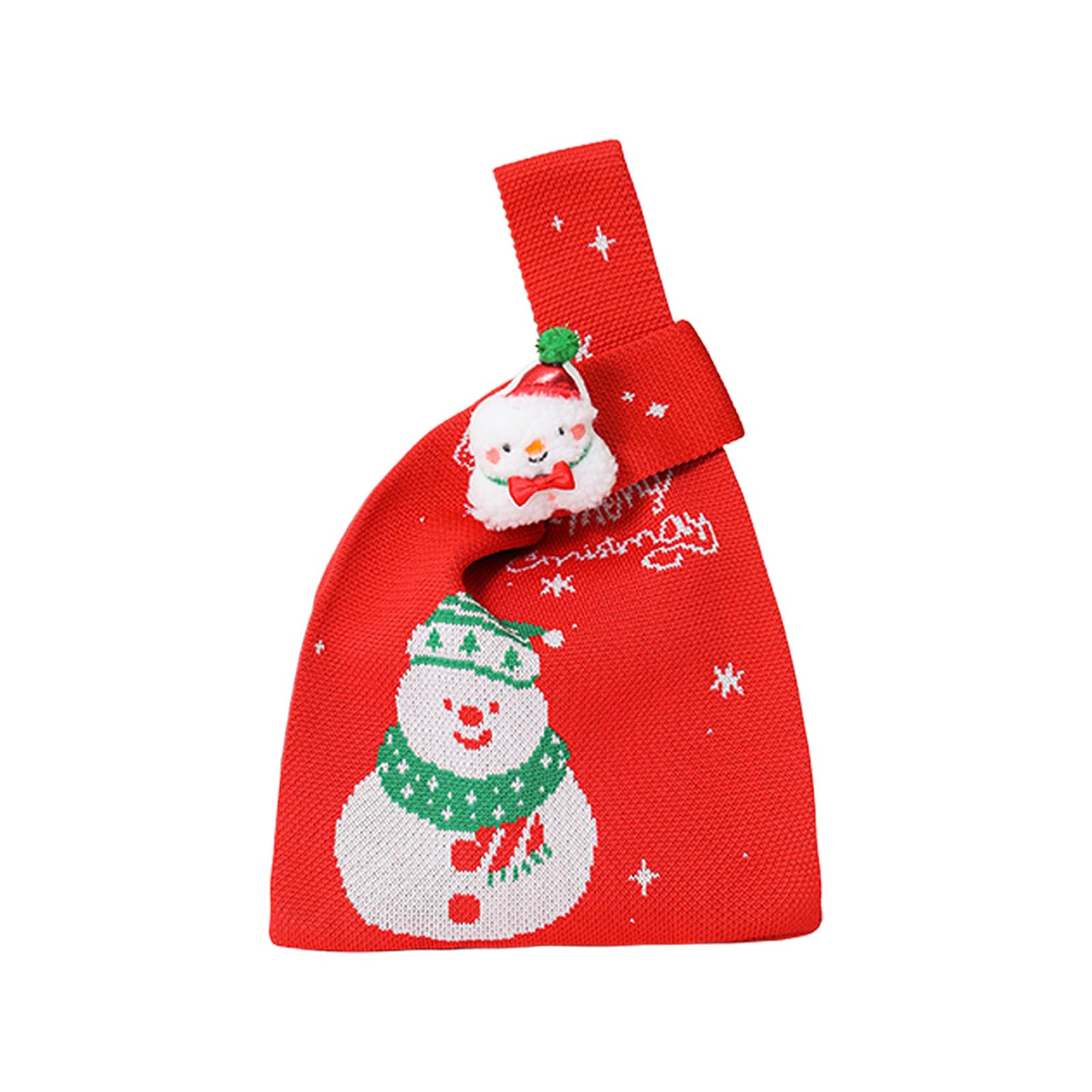 Tsophreniq Red Snowman Festival Santa Print Cloth Gift Sacks Stylish Washable Christmas Stocking For Home School Event And Family Gatherings Large Capacity Holiday Candy Bag
