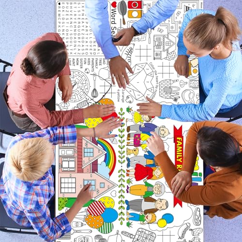Image of Naozinebi Family Reunion Giant Coloring Poster for Large Coloring Tablecloth Big Paper Sheets Page Theme Table Cloth DIY Activity Game Art Crafts Mat Wall Home Party Decoration Supplies