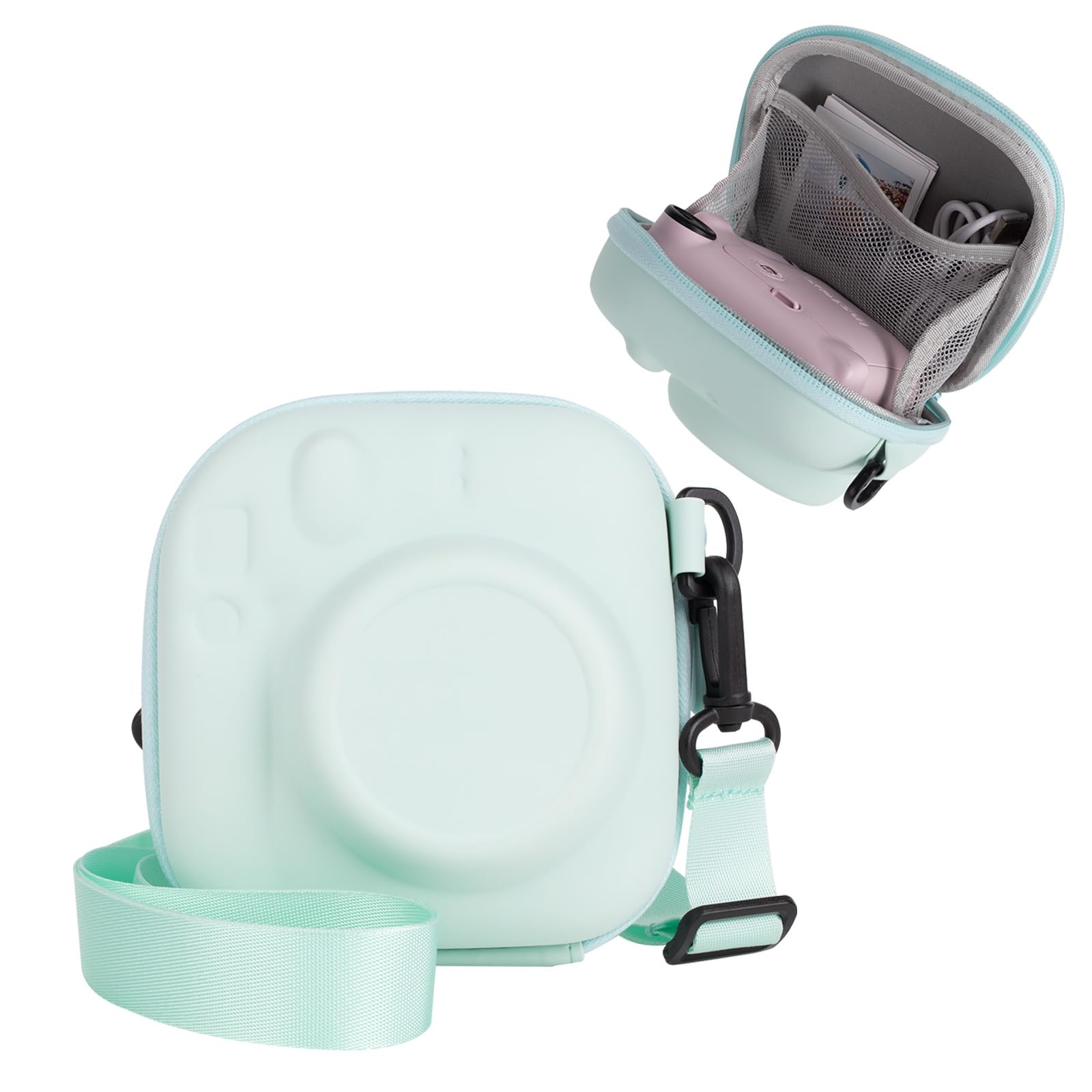 HIYQIN Hard EVA Storage Case Widely Compatible with Fujifilm Instax Mini 12/11/9/8/99/90/40, Instant Camera Protective Carrying Case with Adjustable