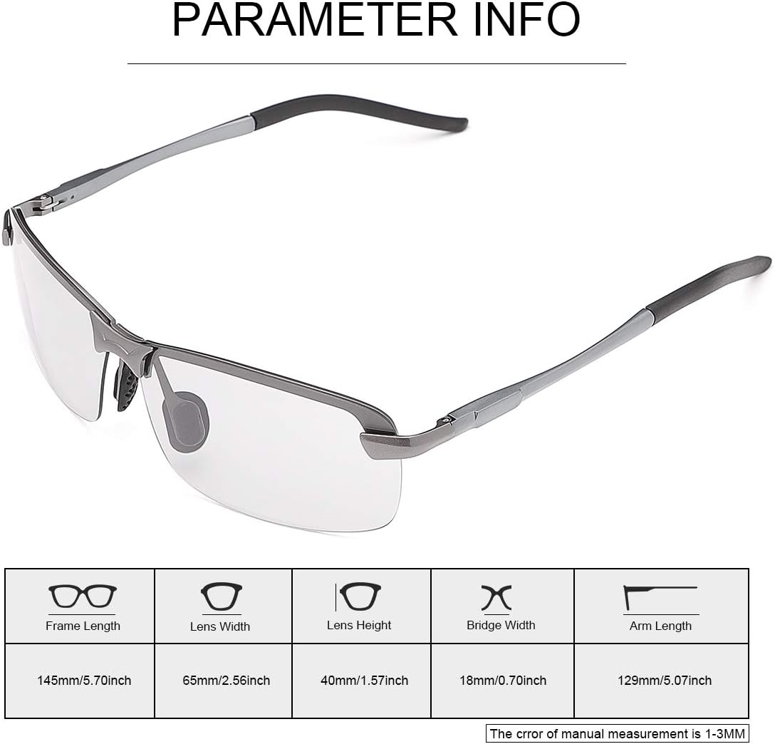 YIMI Polarized Photochromic Sunglasses for Men Women Outdoor Sports Driving Anti Glare UV400 Protection z87 Safety Glasses - Image 4