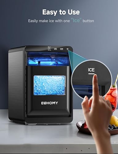 Miniatura 10 de EUHOMY Máquina para hacer hielo, 26 libras en 24 horas, 9 cubos listos en 6 minutos, máquina de hielo eléctrica autolimpiable compacta con cuchara
