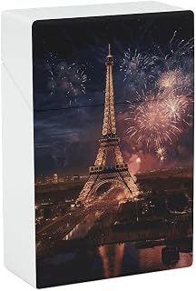 Waterproof Cigarette Case - 20 Capacity King Size Cigarette Box Eiffel Tower Fireworks Cigarettes Holder Case Portable Smoking Accessoriesfor Men/Women
