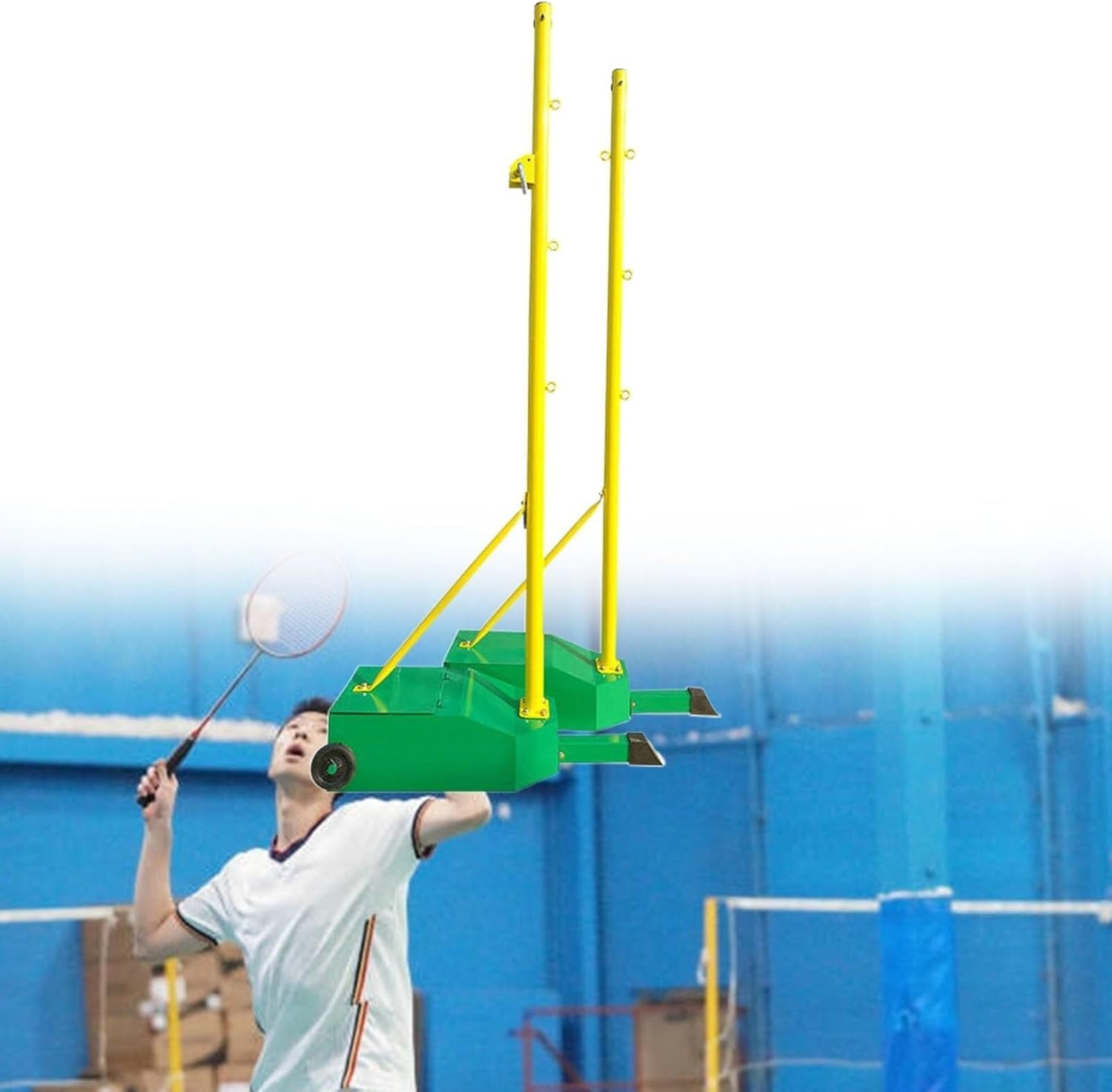 Volleyball Pole with Net Heavy Duty Volleyball/Badminton 2-in-1 Net Set for Outdoor Backyard 20 Feet Length Height Adjustable