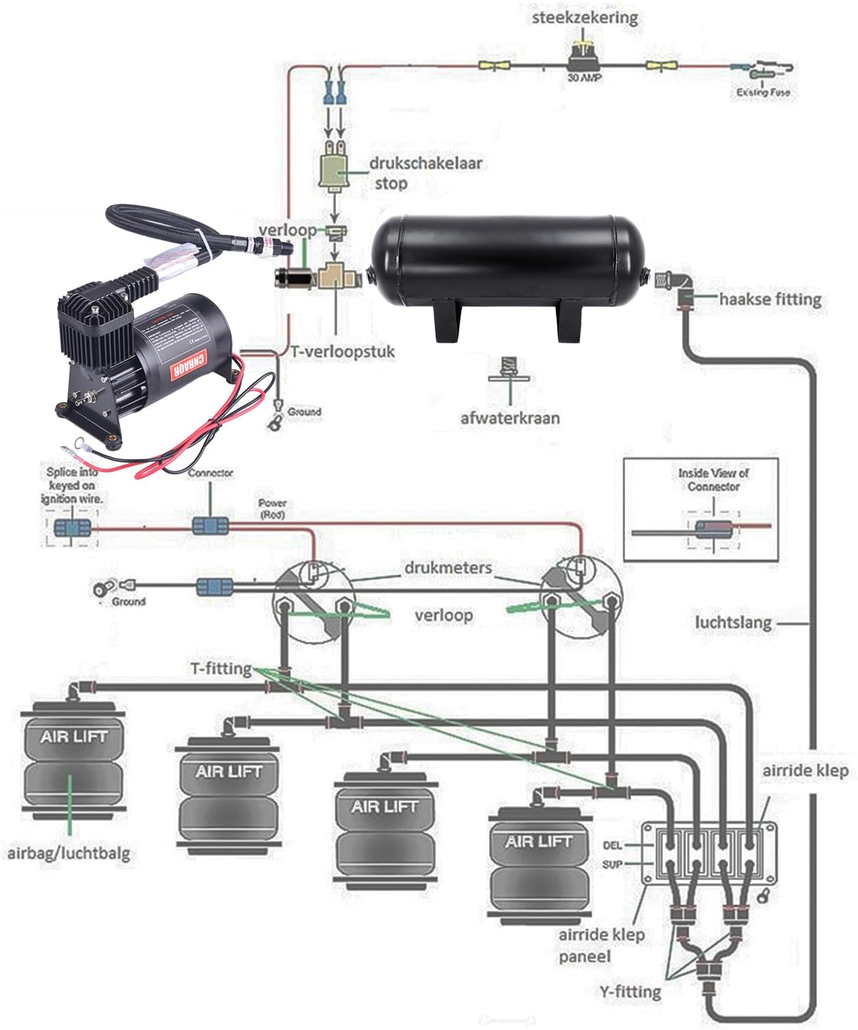 3 Gallon Air Tank with 150PSI Air Compressor 2PCS for Suspension/Air Ride/Bag/Car Train Truck Horn Aluminum 12 Liter Compressed air Storage Tank Onboard System Air Suspension Compressor Kit - Image 7