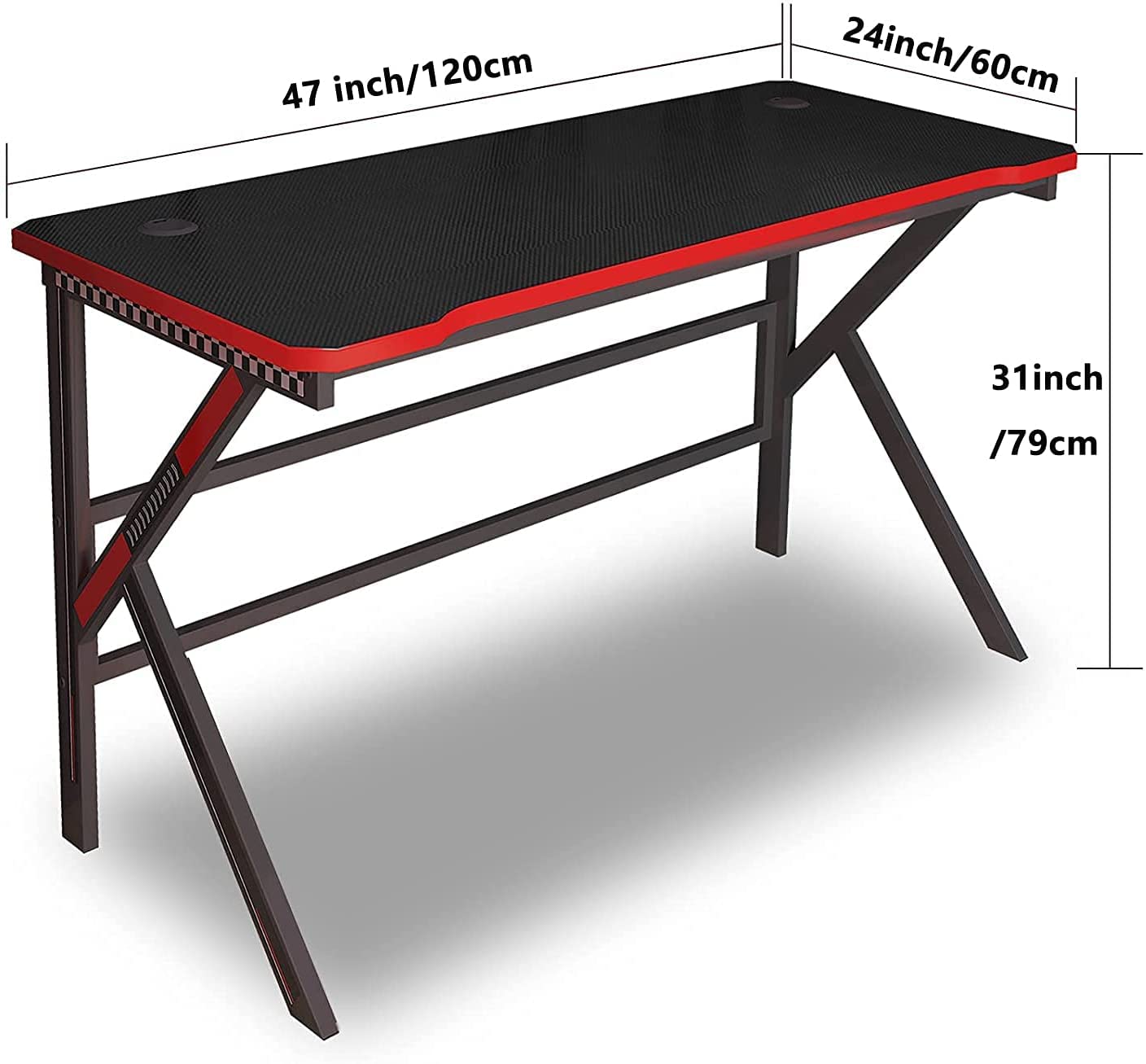 Gaming Desk with LED Lights, Arespark 47" Home Office Tables Ergonomic