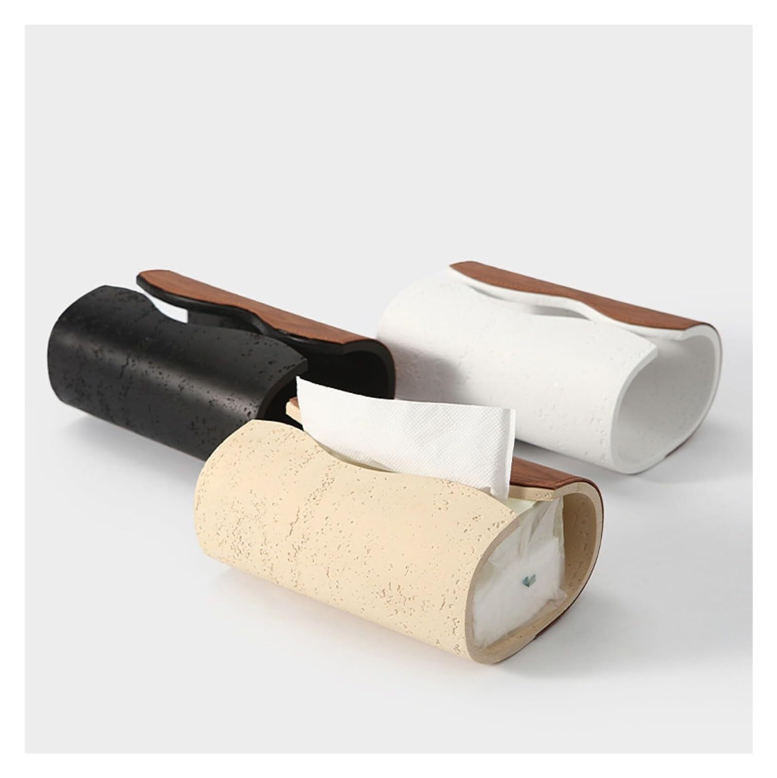 Kosmetiktuch-Spenderbox Natürliche Travertin-Texturen, Taschentuchbox-Abdeckung, rechteckige Körnung, Schwerer Sandstein-Halter Must-Haves für die Wohnung(White)