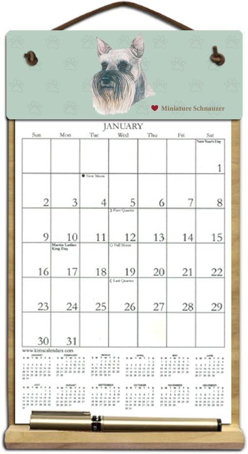 7" x 12" Wooden Refillable Dog Calendar Holder filled with