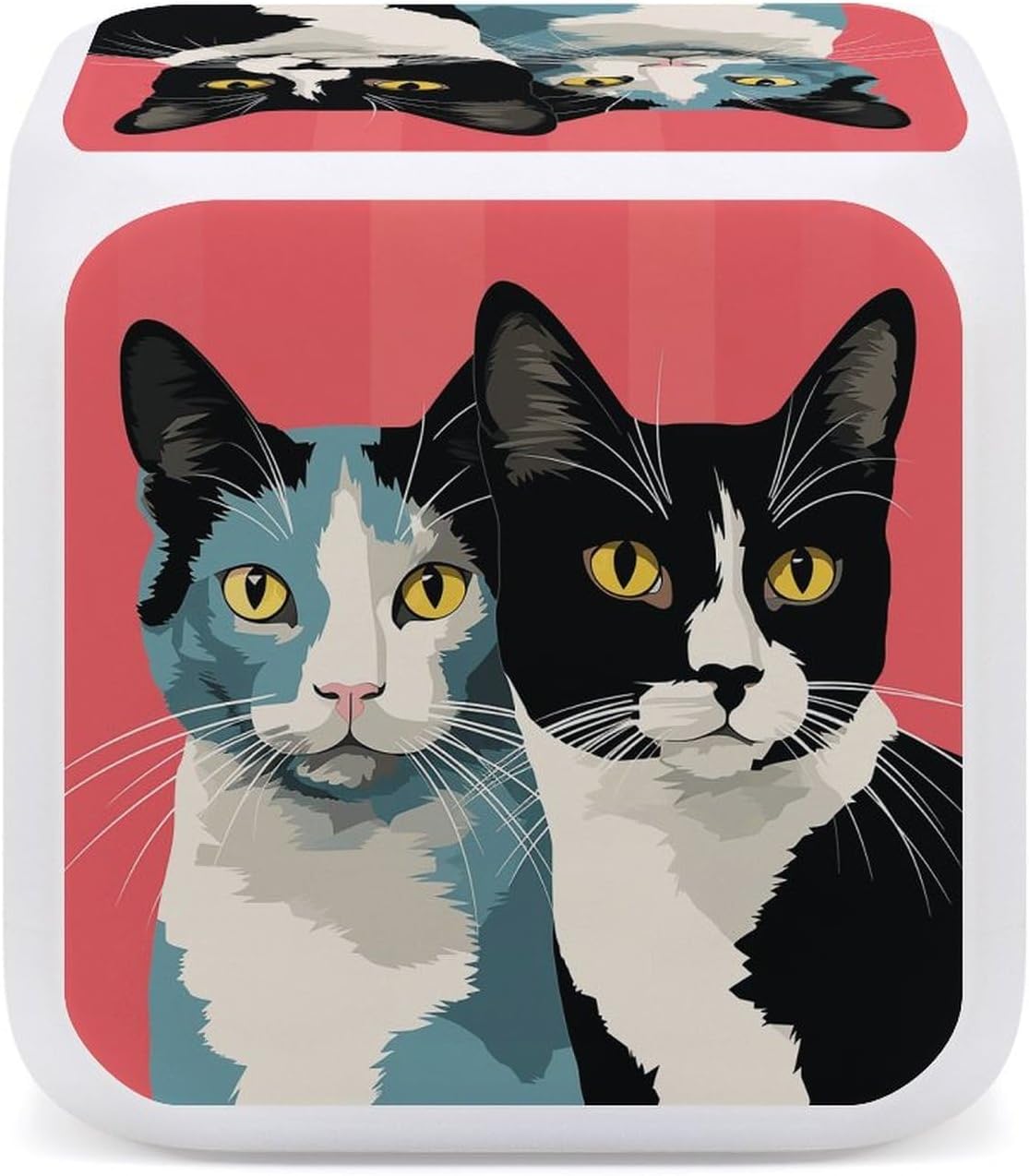 Black and White Cat Alarm Clock Night Light Alarms for Bedroom Smart Digital Alarm Clock LED Display Clocks with 7 Colorful Ambient Lights Sleep Timer for Heavy Sleepers Simple Operation image 5