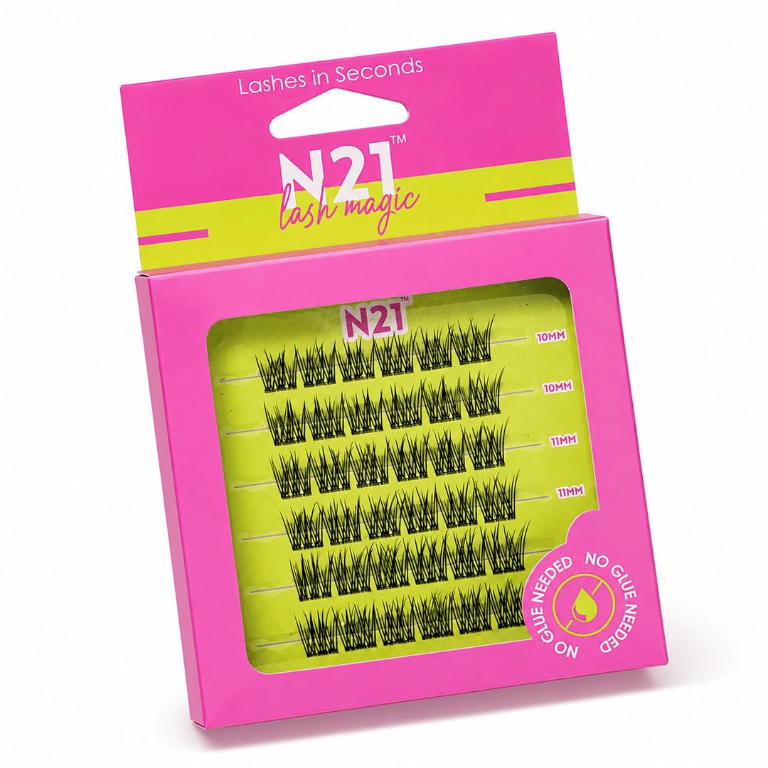 N21 Lash Magic No Glue Lashes for Women | No Glue Needed | Reusable Self Adhesive Eyelashes | Easy Apply Stick On False Eyelashes | Lightweight & Comfortable Natural |10mm–12mm Wispy Lashes-image-5