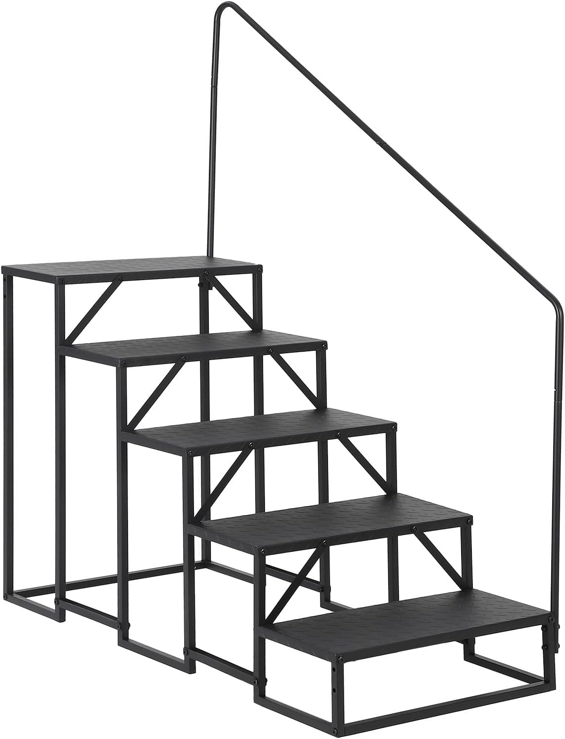 RV Steps with Handrail, 5-Step Ladder for RV, Hot Tub & Pool, 660 LB Heavy Duty Mobile Home Stairs, Portable Outdoor Stairs for Camper Travel Trailers & Reaching High