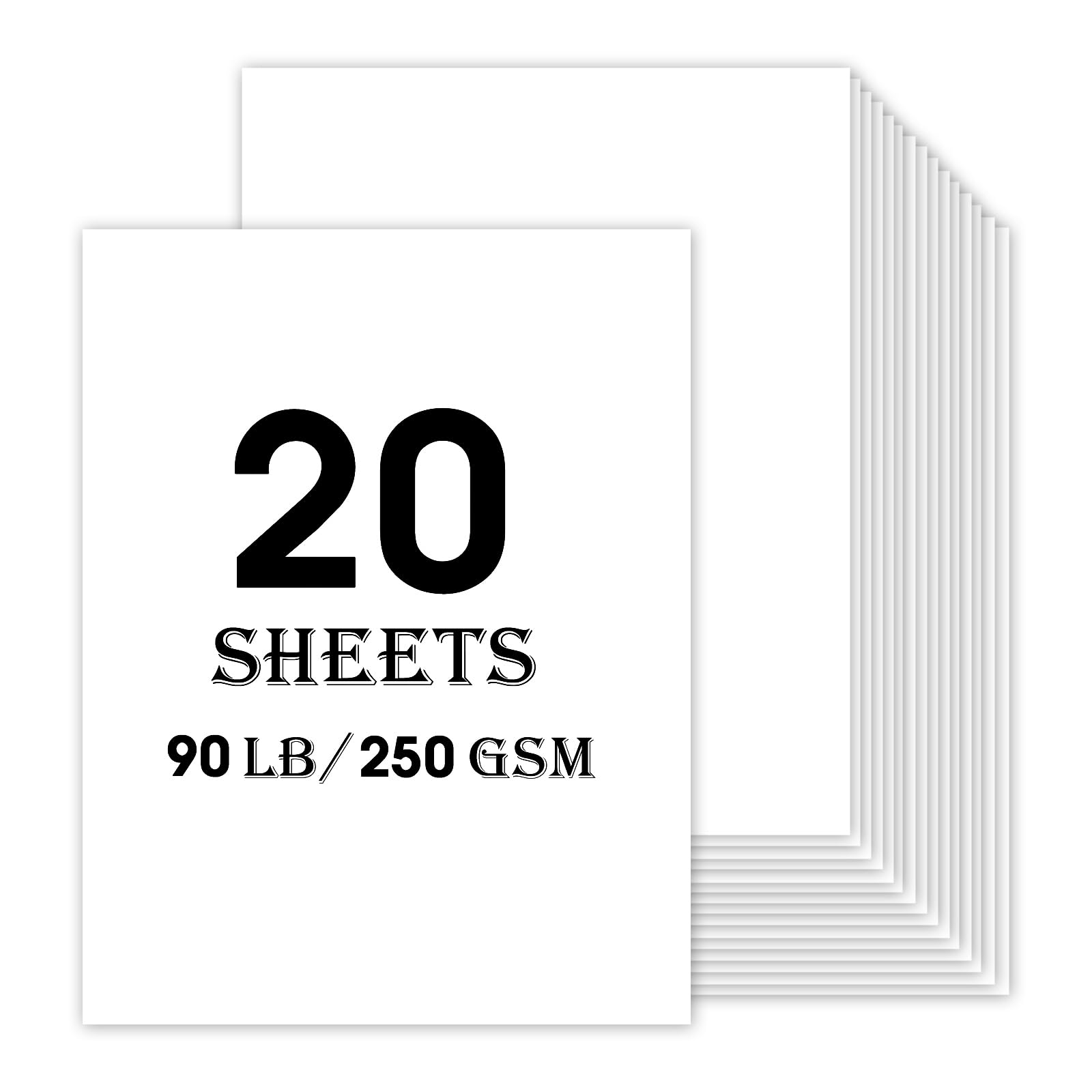 20 Blatt weißes Kartonpapier, dicker Karton für Cricut, großes Konstruktionspapier für Kartenherstellung, Scrapbooking, Basteln, 230 g/m² (weiß)