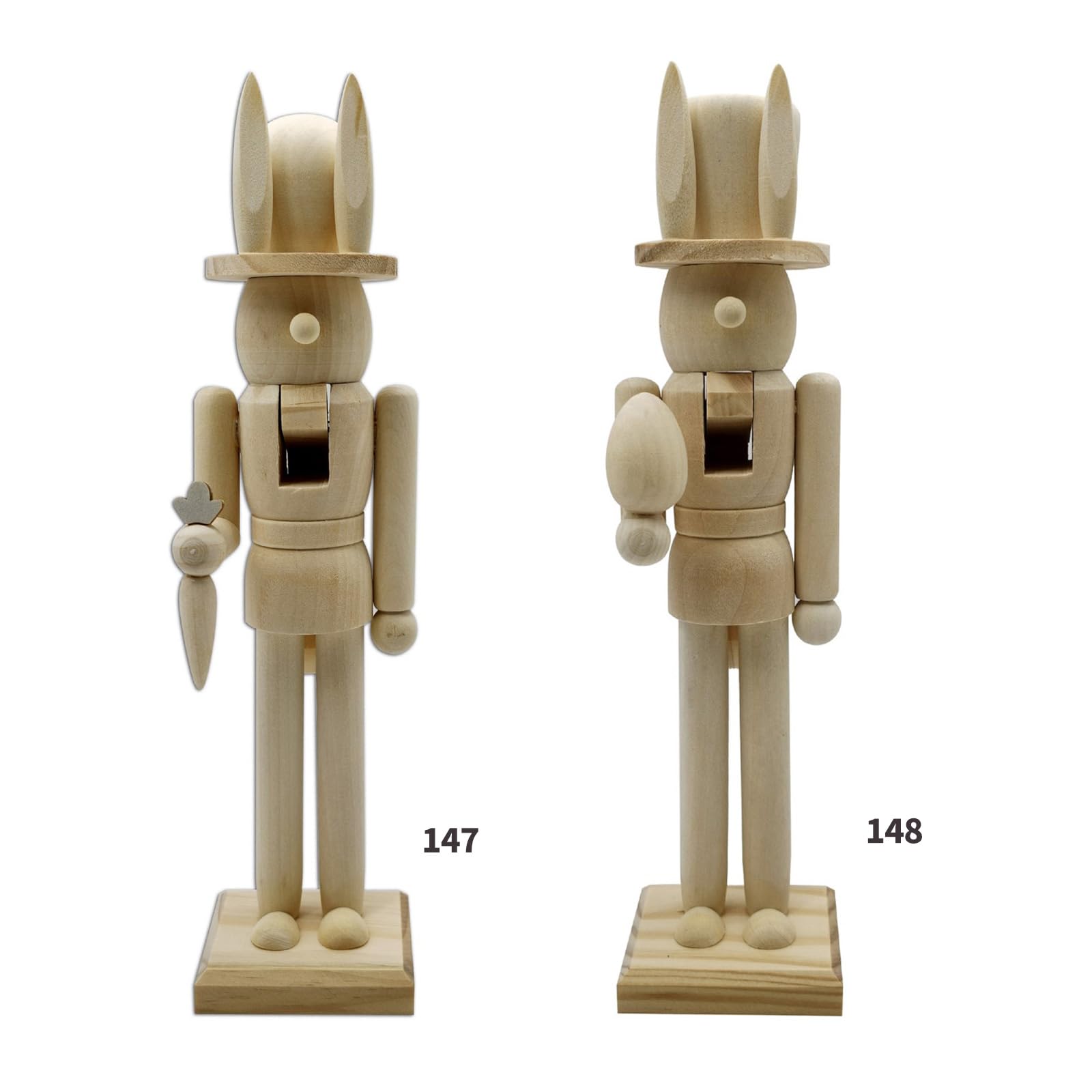 Casse-Noisette en Bois Bois Non Peint Lapins de Pâques Inachevés Casse-Noisette Figurines Décors pour Bricolage Artisanat Ornement Décoration Peignez Vos Propres Soldats en Bois