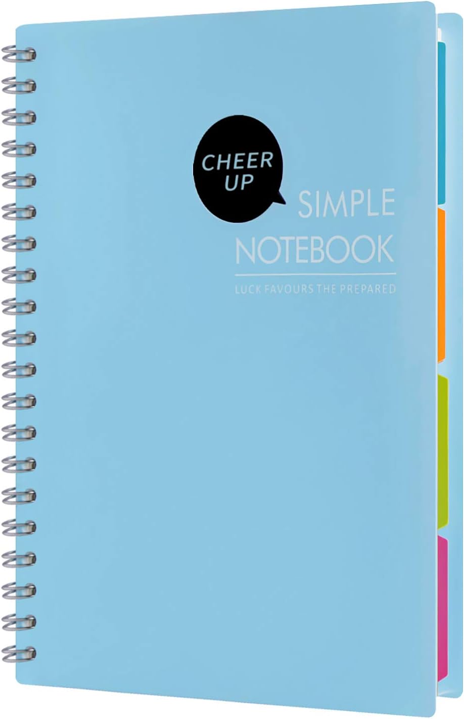 Cheerup Spiral Notebook, B5 10" x 7", 4 Subjects with Divider, 240 Pages Wide Ruled (Blue)