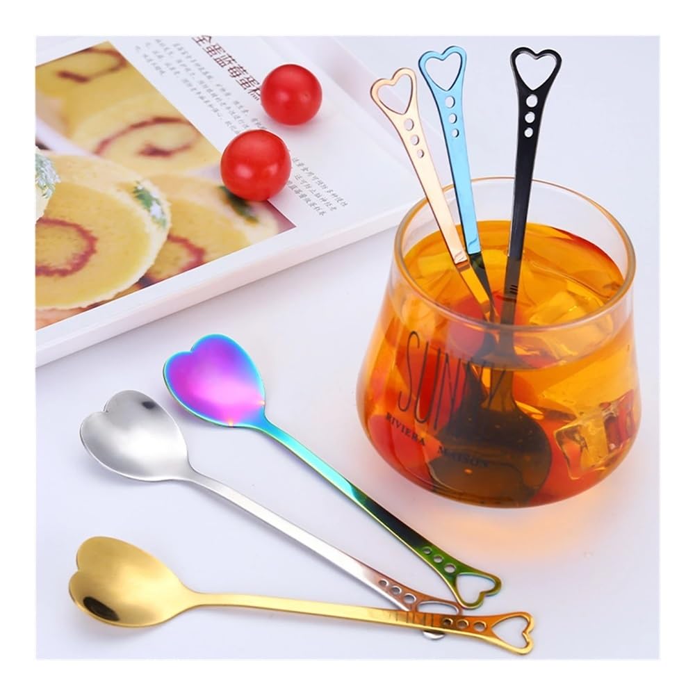 30 cucharas de café de acero inoxidable en forma de corazón (oro rosa)