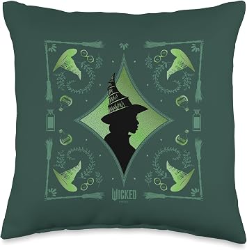 Wicked Elphaba Enchanted Broom Silhouette Throw Pillow