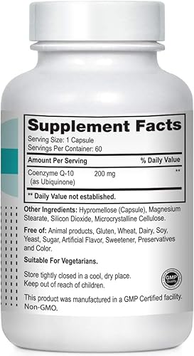 Miniatura 2 de CoQ-10 Coenzima Q-10 200 Mg 60 Cápsulas Vegetarianas - Vegetariana y Kosher