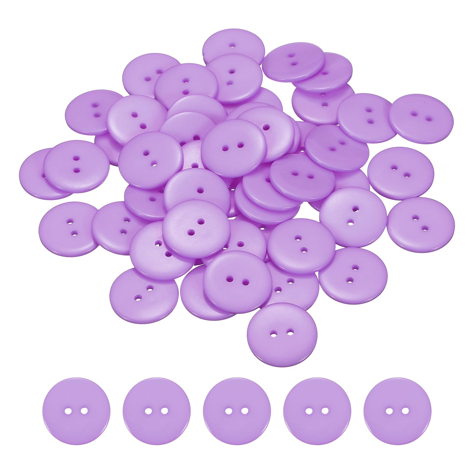 sourcing map 50pcs Resin Sewing Button, 25mm (1-inch) 2 Holes Round Craft Decorative Buttons for Coat Clothes Holiday Decoration, Light Purple