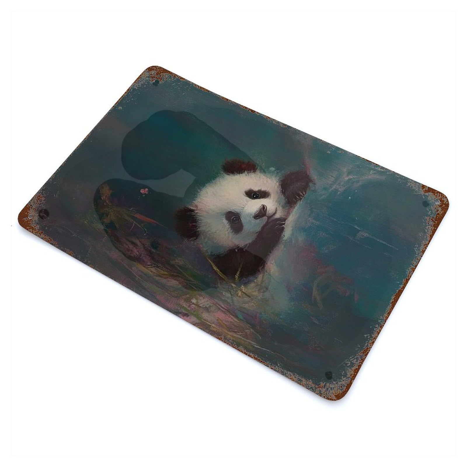 Panda Cub Retro Metal Sign 11.8"x7.9", Farmhouse Wall Decor for Cafe, Home Bar And Lounge Decor