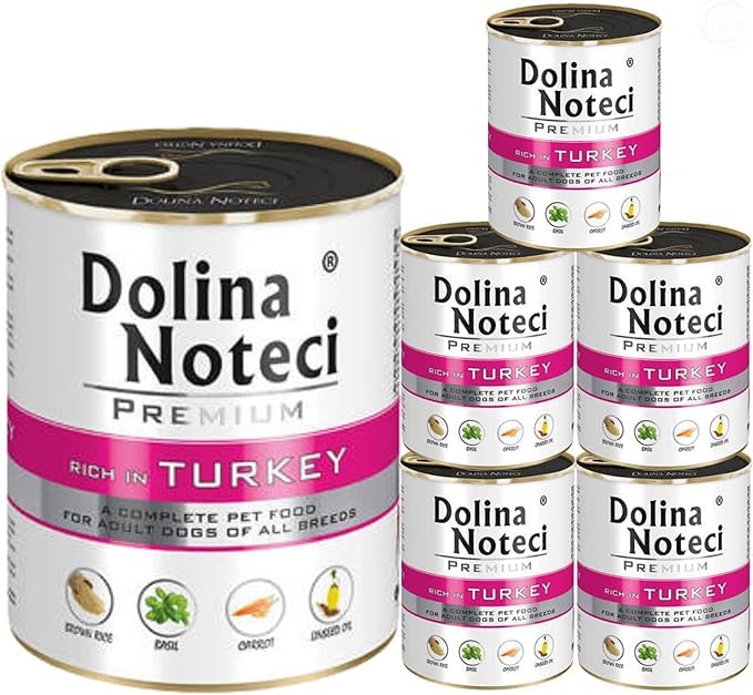 Dolina Noteci Premium – Gluten-Free Wet Dog Food 800g – High Meat Content – Natural Meal for Adult Dogs – No Artificial Additives – Omega 3 & 6 (Turkey, 6x800g)