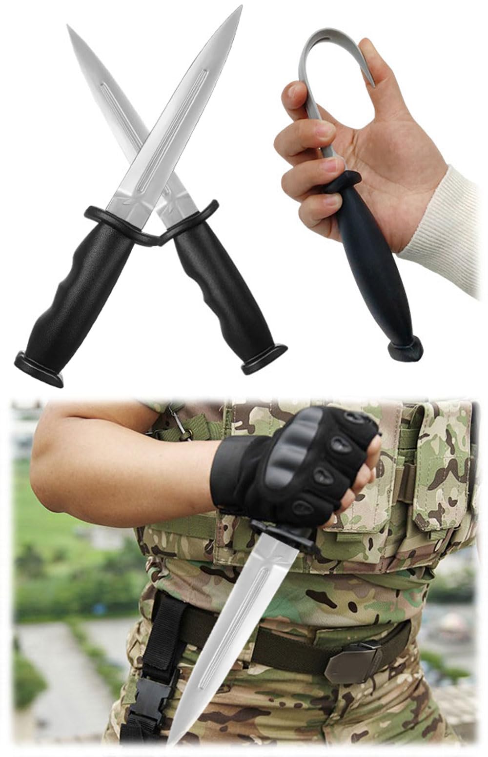 Artes Marciales Cuchillos de Entrenamiento de Goma 4 Piezas Armas de Entrenamiento