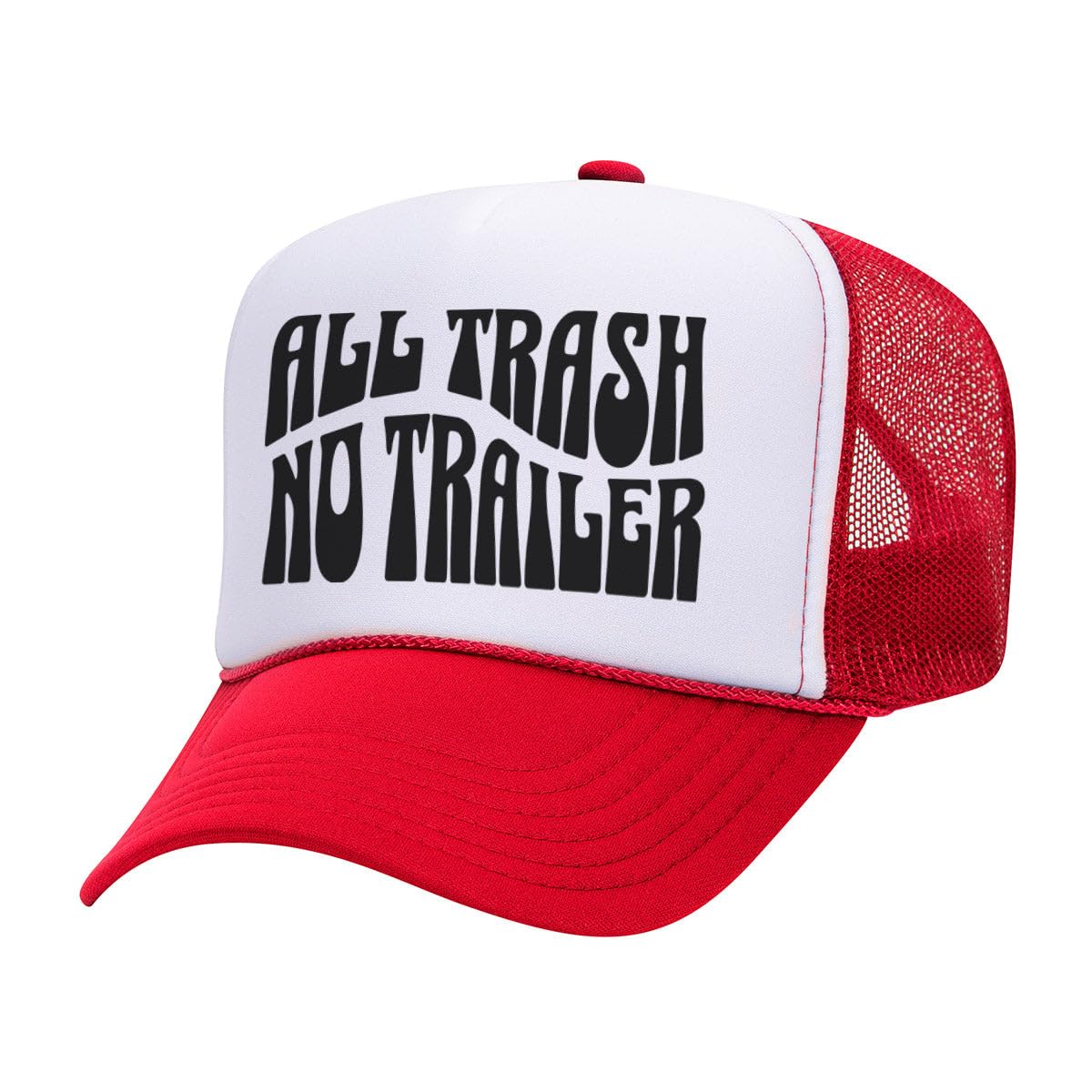 TeesAndTankYouAll Trash No Trailer Foam Trucker Cap Adjustable Mesh Back Hat