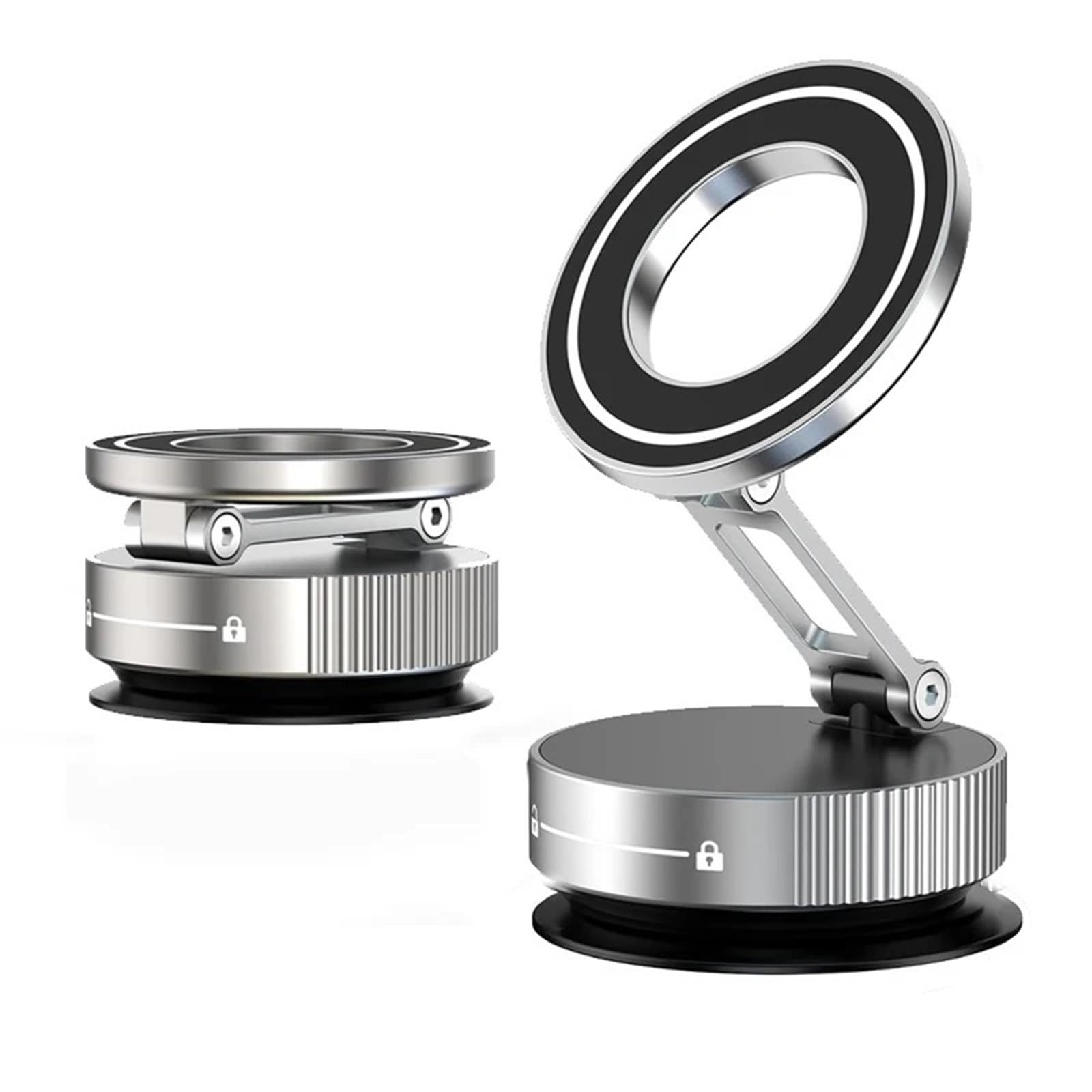 Universal para Escritorio Coche Soporte Teléfono Baño Soporte Magnético Teléfono Xiaomi Diseño Plegable Montaje Al Vacío Ajustable 360 ° Soporte Móvil Coche(01-Silver)