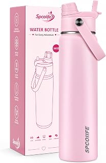 Insulated Water Bottle 26oz, Cold 24H, Leakproof 2-in-1 Straw & Spout Lid | Stainless Steel Water Bottle for School, Gym & Travel, Portable, Fits Cup Holders, BPA-Free, Dishwasher Safe, Pink