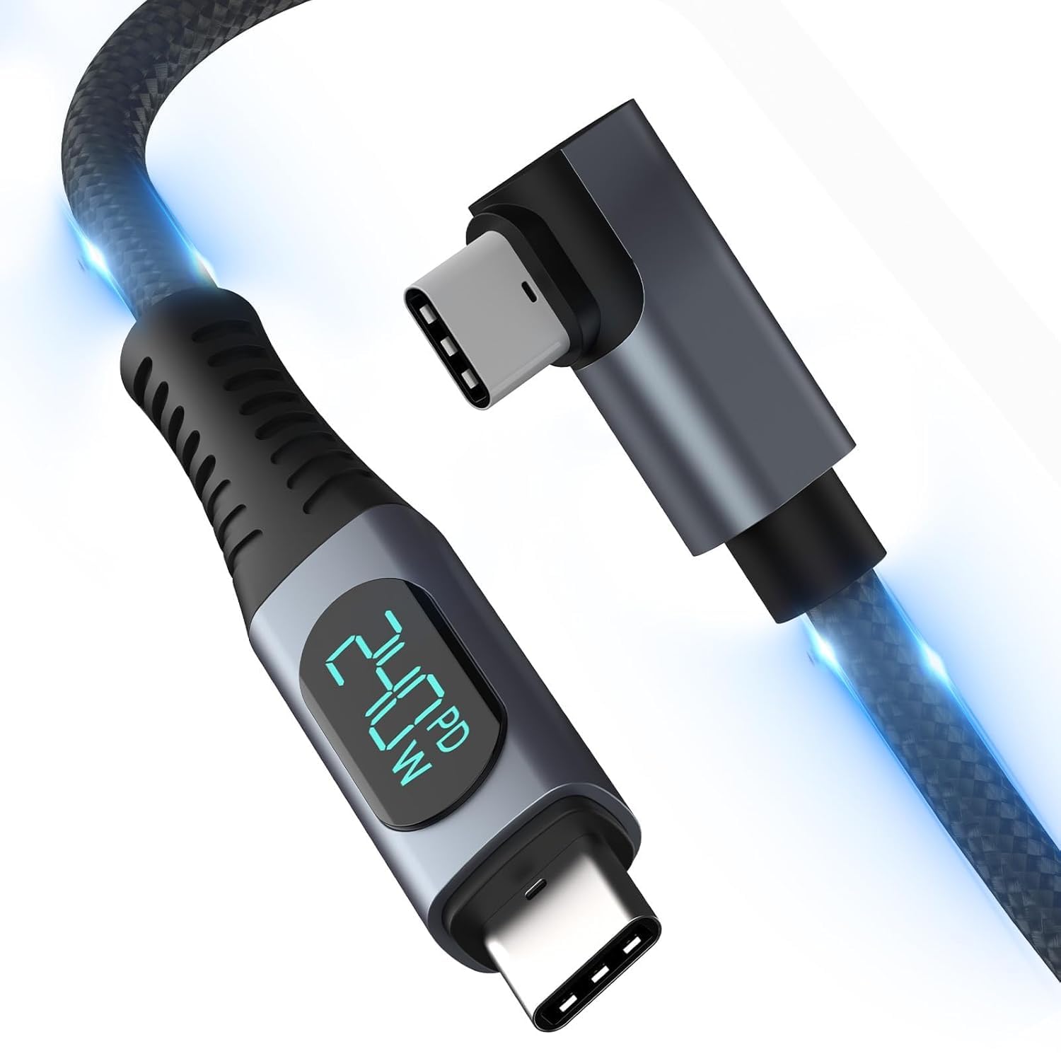 MICROWARE 240W USB 4.0 PD Type C Cable with LED Display, 8K@60Hz 40Gbps USB Type C Male to USB C Male 90 Degree Cable Cord Wire Compatible with MackBook i Pad Galaxy Laptop (B0D97V4CVV) Amazon Price History, Amazon Price Tracker
