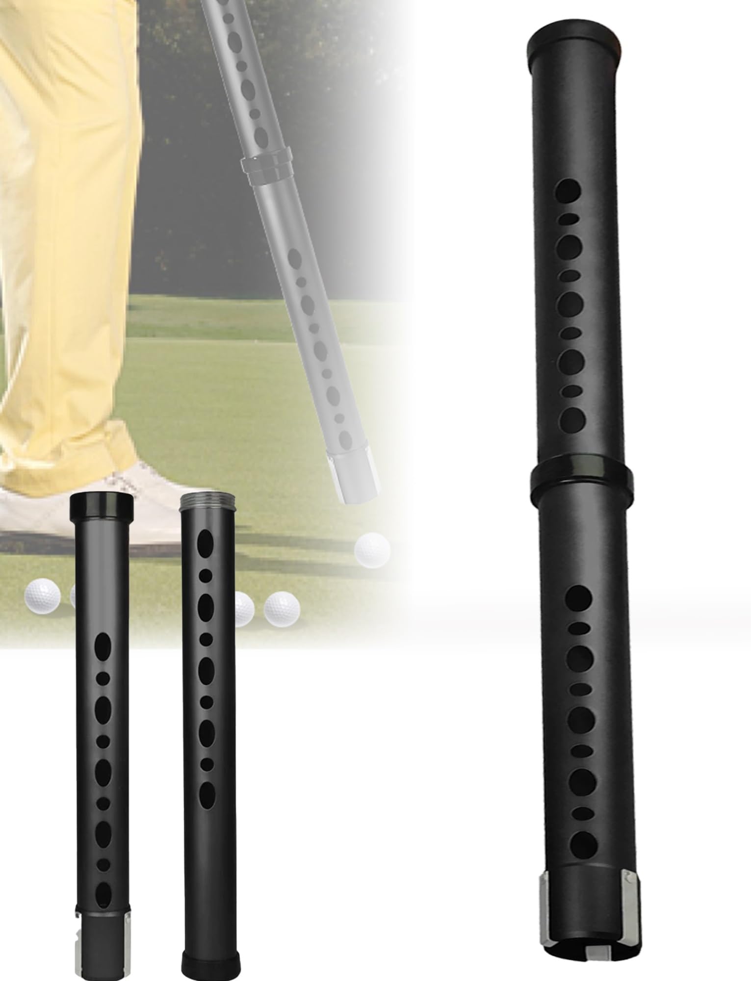 Recuperador de pelotas de golf con tubo peludo, herramienta de recogida ligera para una fácil recogida de pelotas en el campo