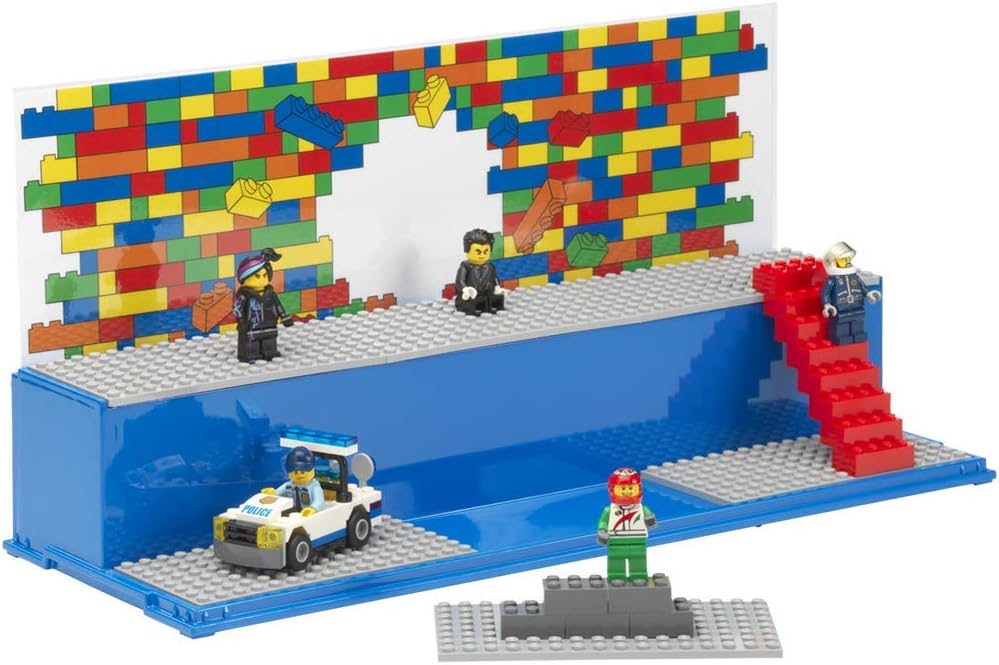 Room Copenhagen LEGO Play and Display Case, 2-Tier Toy Storage Container LEGO, Iconic Blue