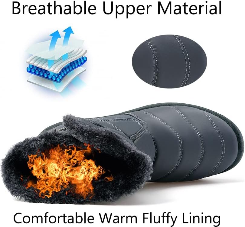 Eagsouni Snow Boots Womens Winter Ankle Boots Ladies Warm Fur Lined Booties Thickening Shoes Zip Flat Sneakers Outdoor Booties - Image 4