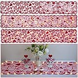 90shine 6PCS Valentines Day Decorations Table Runners Placemats Romantic Lace Heart Centerpieces Wed