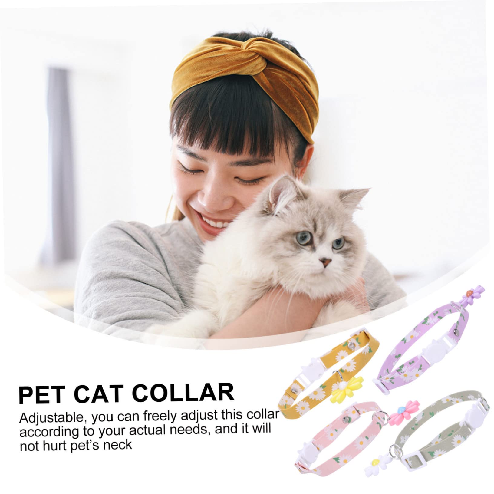 Yardwe 12stücke Teiliges Verstellbares Katzenhalsband Mit Gänseblümchen- Süßes Design Für Katzen Und Kätzchen Für Tägliche Nutzung Partys Und Besondere Anlässe