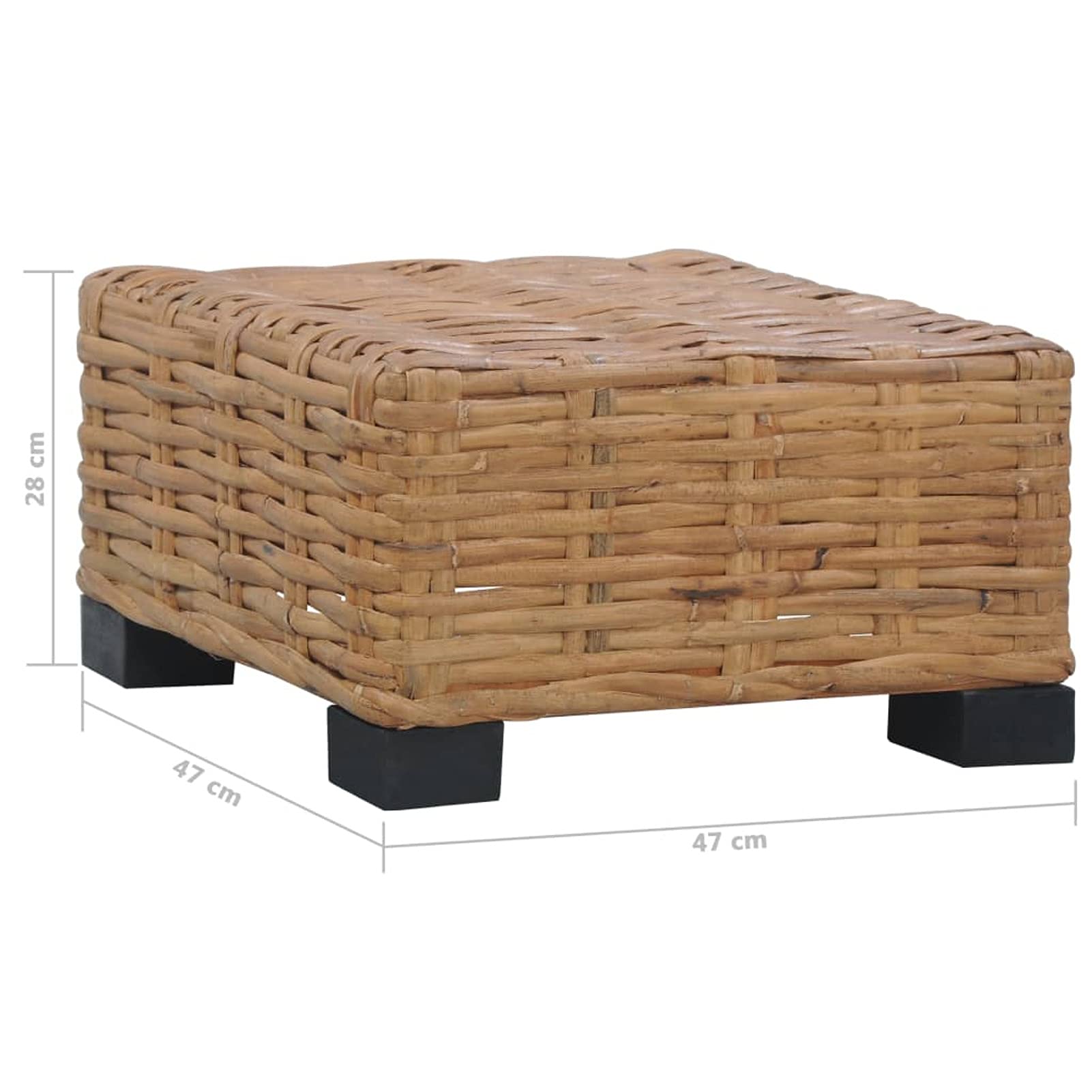 Homgoday Tavolino da caffè, 47 x 47 x 28 cm, in rattan naturale, tavolino da tè, per soggiorno, sala d'accoglienza degli ospiti, ufficio e corridoio, divano per la casa