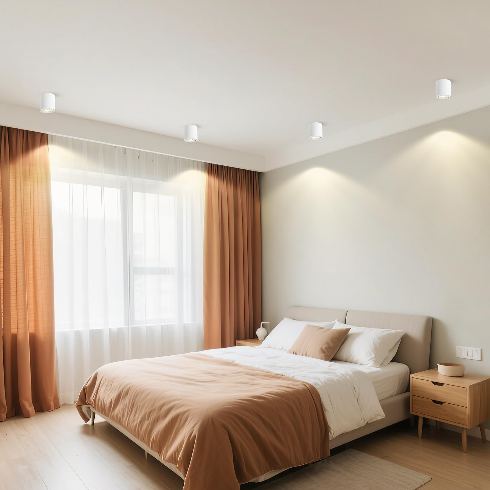 Spots de Plafond GU10 orientable Blanc 6 Pcs, Spot en Saillie 230V Cadre avec GU10 douille LED éclairage plat aluminium rond Ceiling Downlight, Plafonnier salle de bain