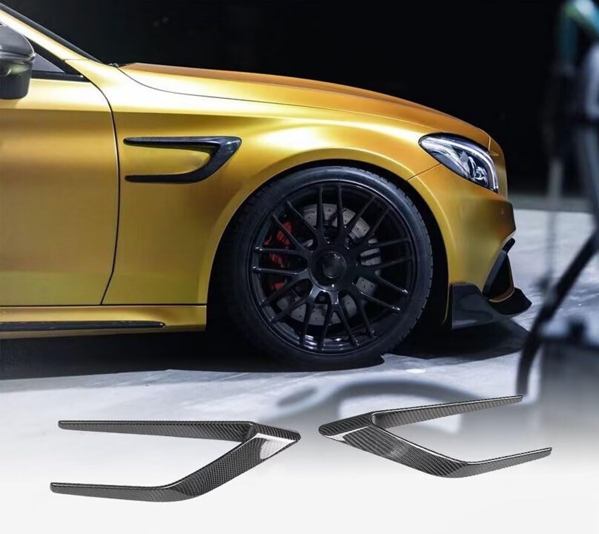 Séparateur d'ailerons Mercedes C63 AMG W205 C205 Coupe | Diffuseur lèvre pare-chocs avant 15-18