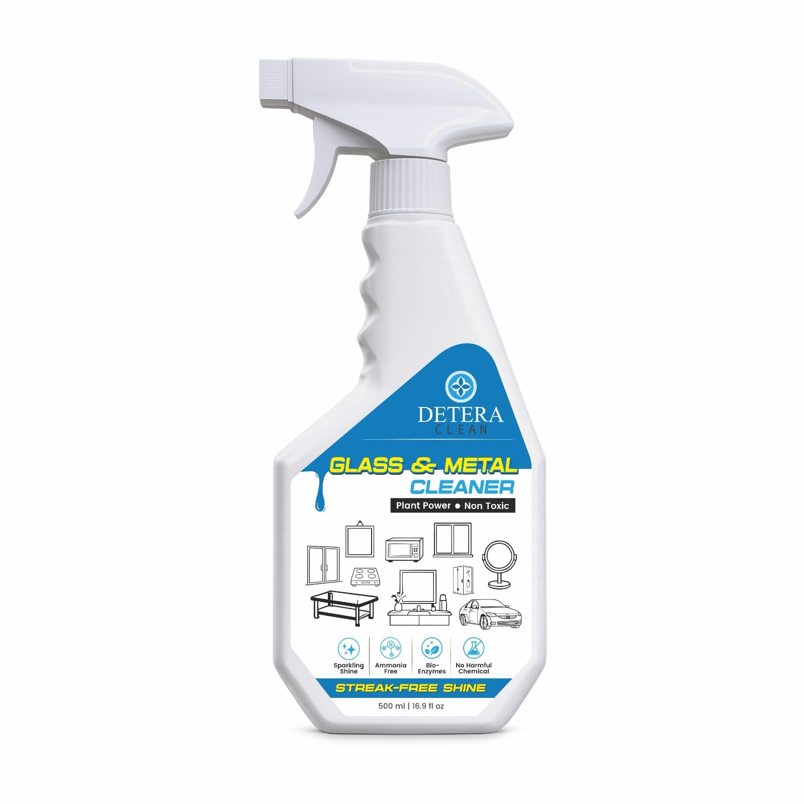 Glass & Metal Cleaner Spray 500ml for Mirrors Windows Steel Appliances Kitchen Surfaces Bathroom Fixtures Car Glass Streak-Free Shine Everyday Surface Cleaning Liquid (2)-image-9