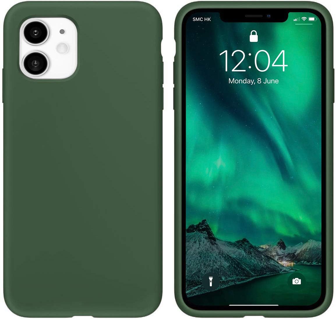 IceSword iPhone 11 Case Dark Green, Thin Liquid Silicone Case, Soft Silk Microfiber