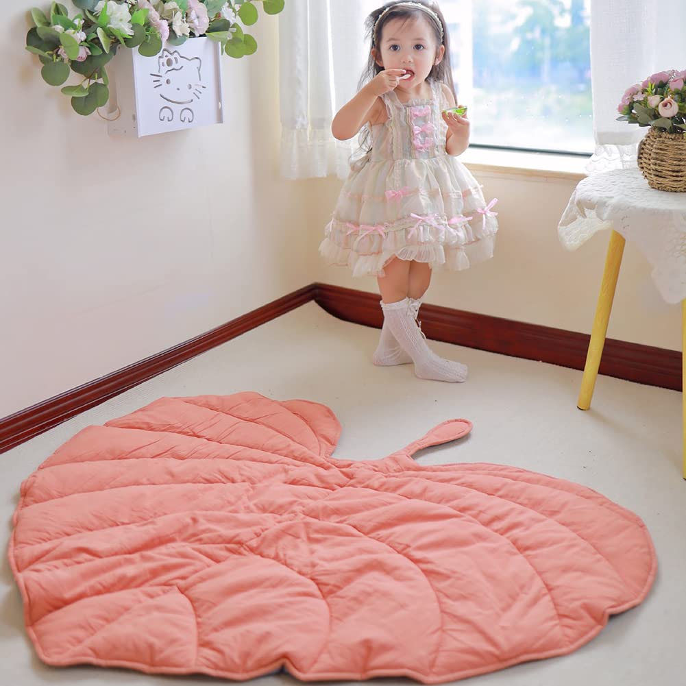 Surakey Tapis Epais Bebe Matelas de Sol Tapis Feuille Vert Tapis D'éveil pour Bébé Tapis Lavable en Coton Multifonction Tapis Enfants pour Ramper Et Jouer, Cadeau pour La Naissance Baby Shower