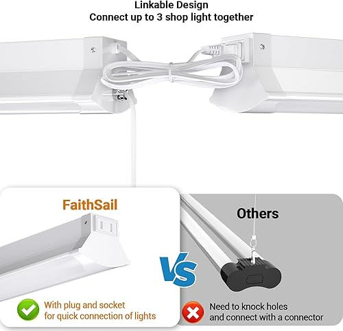 Miniatura 3 de FAITHSAIL Luz LED enlazable de 8 pies para tienda, 110 W, 12000 LM equivalente a 350 W fluorescente 5000 K, accesorio LED de 8 pies para garaje,