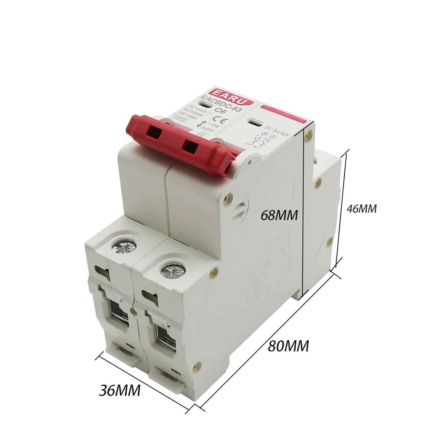 DC 1000V Solar Mini Circuit Breaker Overload Protection Switch 6A/10A/16A/20A/25A/32A/40A/50A/63A 2P DC1000V Photovoltaic Miniature Circuit Breaker PV(40A)