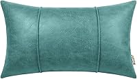 Vista 26 de BRAWARM Fundas de almohada de cuero azul marino de 12 x 20 pulgadas, funda de almohada lumbar de piel sintética con ribetes, almohada de cuero
