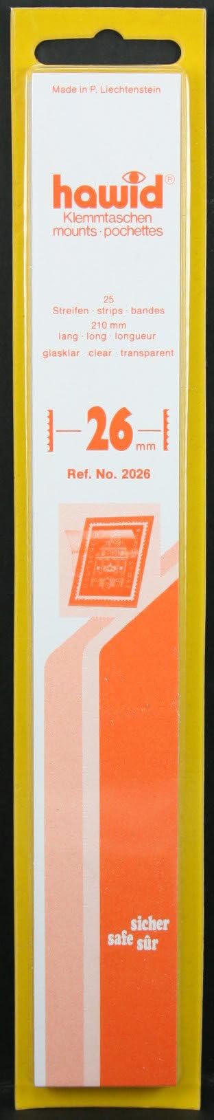 Hawid25 210x26mm stamp mount strips. Clear.
