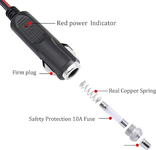 Miniatura 5 de HCFeng Cable adaptador XT60 a encendedor de cigarrillos, 16AWG XT60 hembra a encendedor de cigarrillos, cable de carga macho para dispositivo de